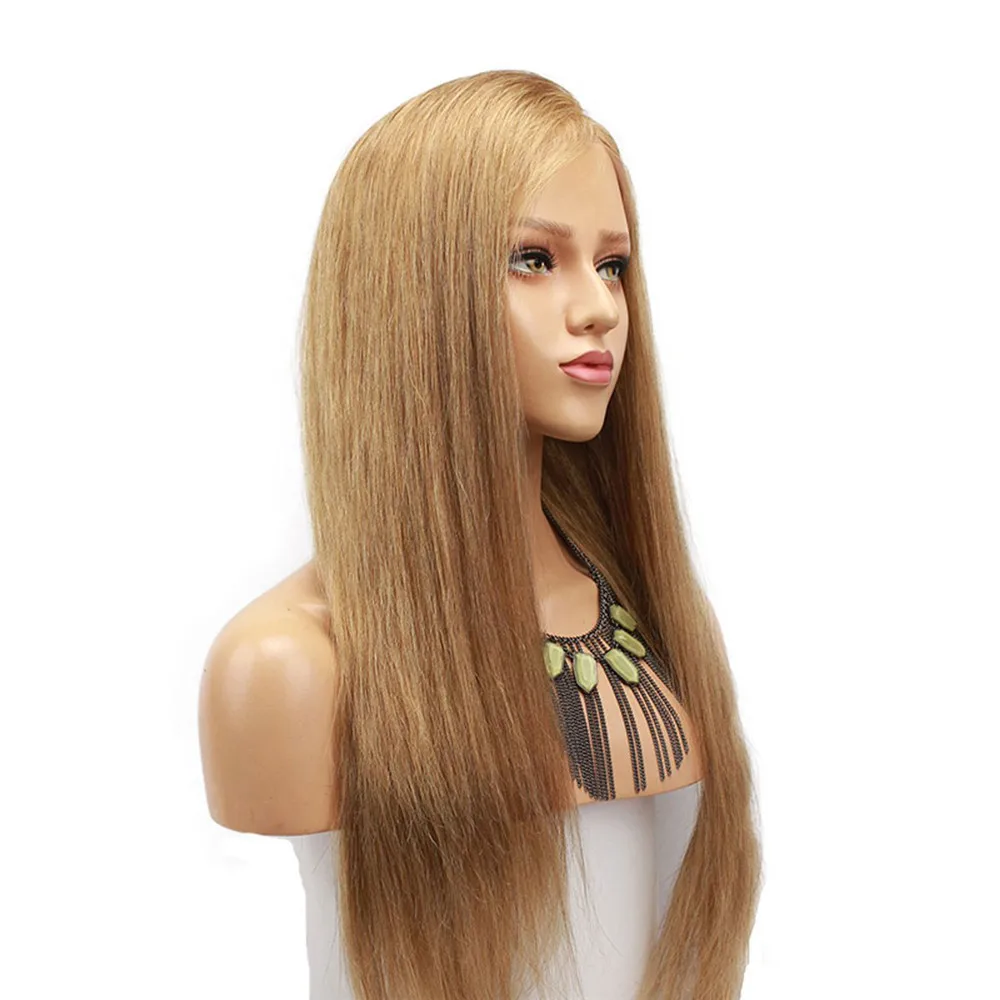 #18 Pure Blonde 13x4 Lace Front Human Hair Wigs for Women Brazilian Remy Hair with Baby Hair Pre-Plucked Natural Hairline 130 D