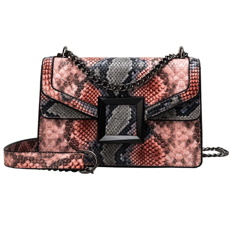 

Snake Pattern Chain Women Handbags 2021 Retro Contrast Colors Crossbody Shoulder bags Travel Cross Body Bag Totes