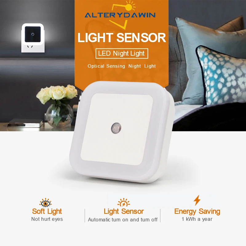 

LED Night Light Mini Lighting Sensor Control 110V 220V EU US Plug Nightlight Lamp For Children Kids Living Room