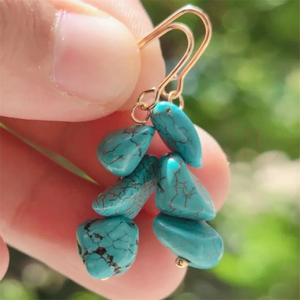

Elegant Natural turquoise Earrings eardrop Ping Buckle 18K Cultured Beautiful FOOL'S DAY Lucky VALENTINE'S DAY Party Easter Gift