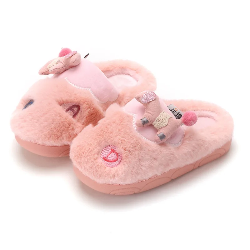 

Children's Cotton Slippers In Autumn and Winter Girls Indoor Home Slippery 3-6 Years Old Baby Maomou Cotton Shoes Man