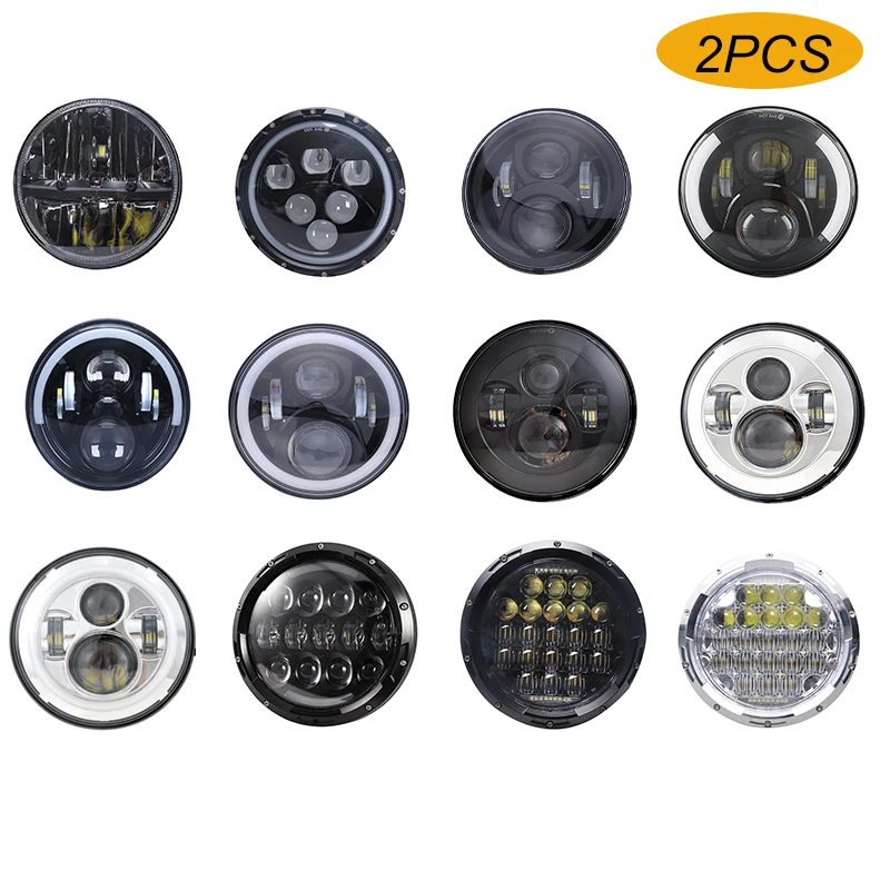 

1Pair Running Lights 7inch 75W Car Led Car Accessories Angel Eyes H4 Led Headlight For Lada Niva 4X4 Uaz Hunter Hummer