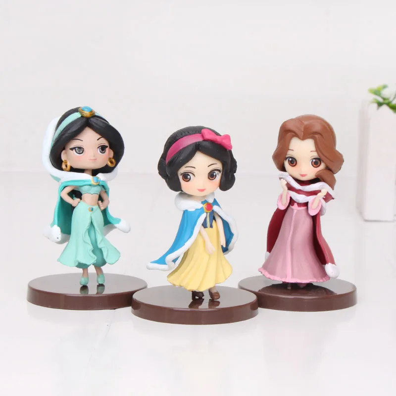 3pcs snow white bag 8 шт./компл. Q Posket фигурка принцессы Белоснежка Золушка Тиана Рапунцель Ариэль торт украшения ПВХ игрушки для подарков - Цвет: 3pcs snow white bag