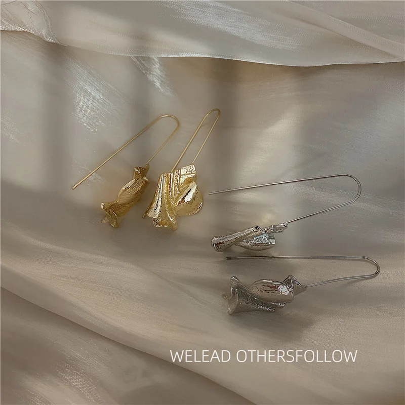 

Korean Vintage Retro Irregular Long Gold Silver Plating Earring Chic Women Jewelry