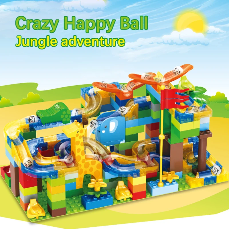 

168PCS Blocks Marble Race Run Maze Ball Track Building Blocks Plastic Funnel Slide Assemble Bricks Compatible Legoed Duploe