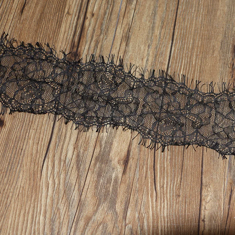 3 ярда ширина 10 см Высококачественная мода кружевная отделка с черными цветами