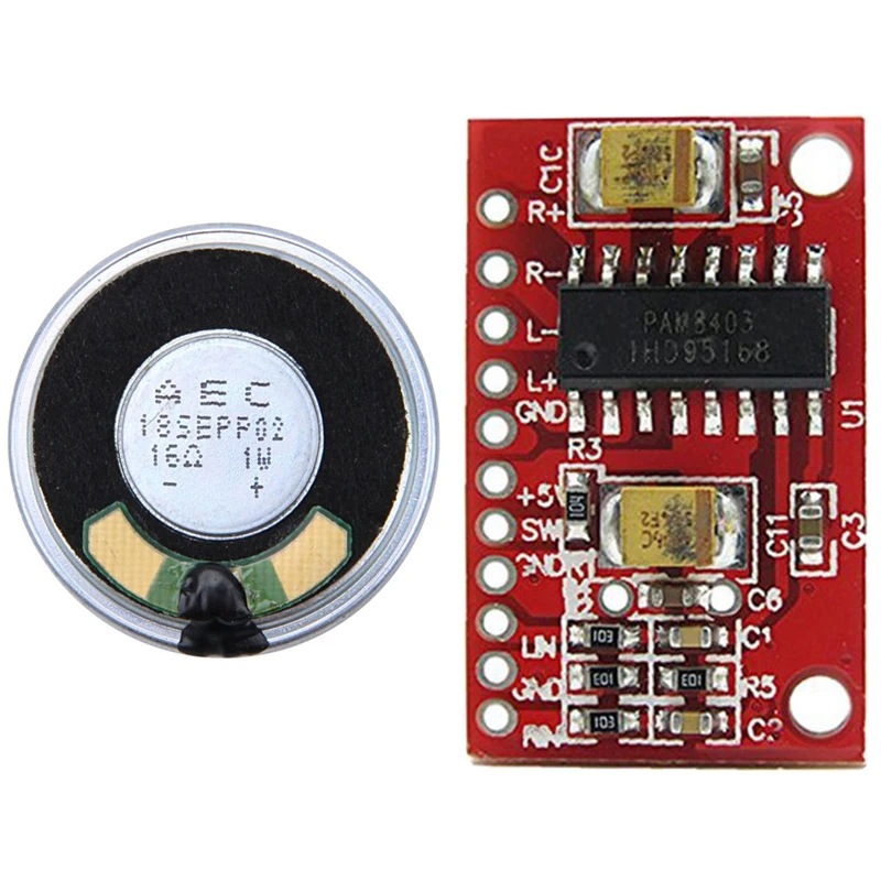 

PAM8403 Super Mini Digital Power Amplifier Board with Aluminum Housing Internal Magnet Speaker