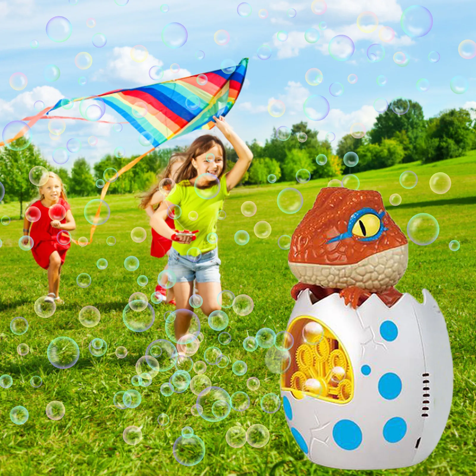 

Electric Soap Bubble Toys Automatic Bubble Machine Dinosaur Egg Shape Bubble Blower Children's Outdoor Bubble Machine on sale