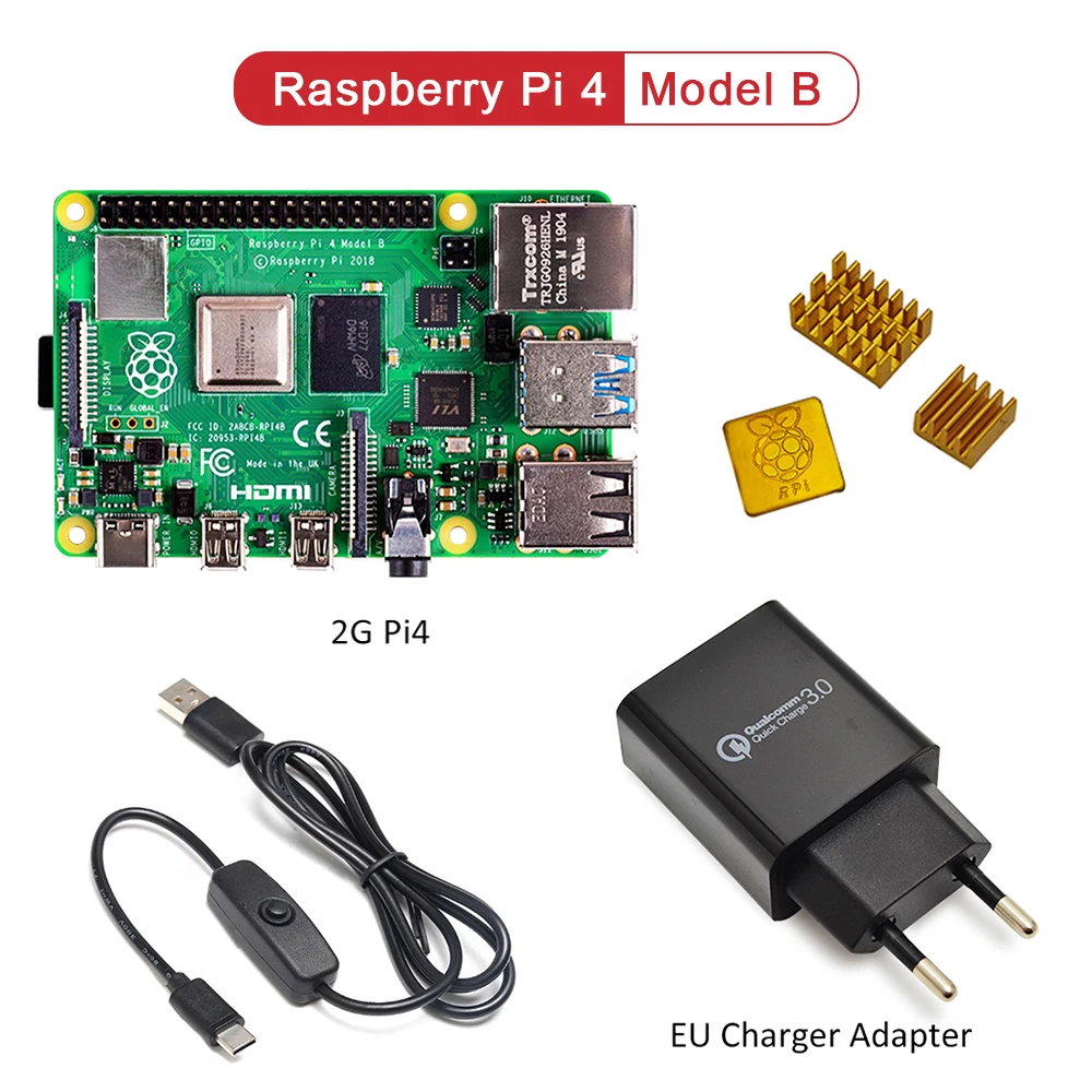 Raspberry Pi 4 Model B kit базовый стартовый комплект для телефона с выключателем питания и