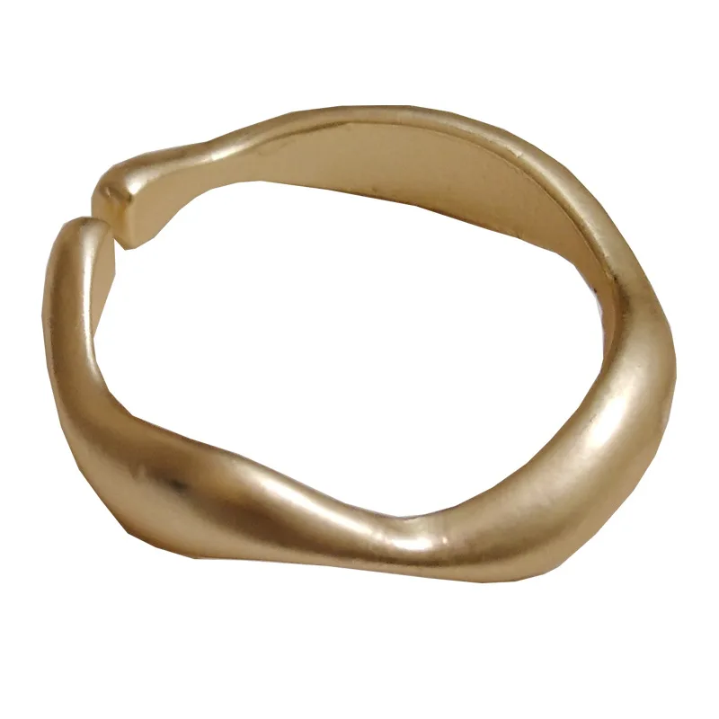 

2020 New Geometric Irregular Curve Matte Gold Color Simple Line Personality Adjustable Opening Ring For Women Party Jewelry