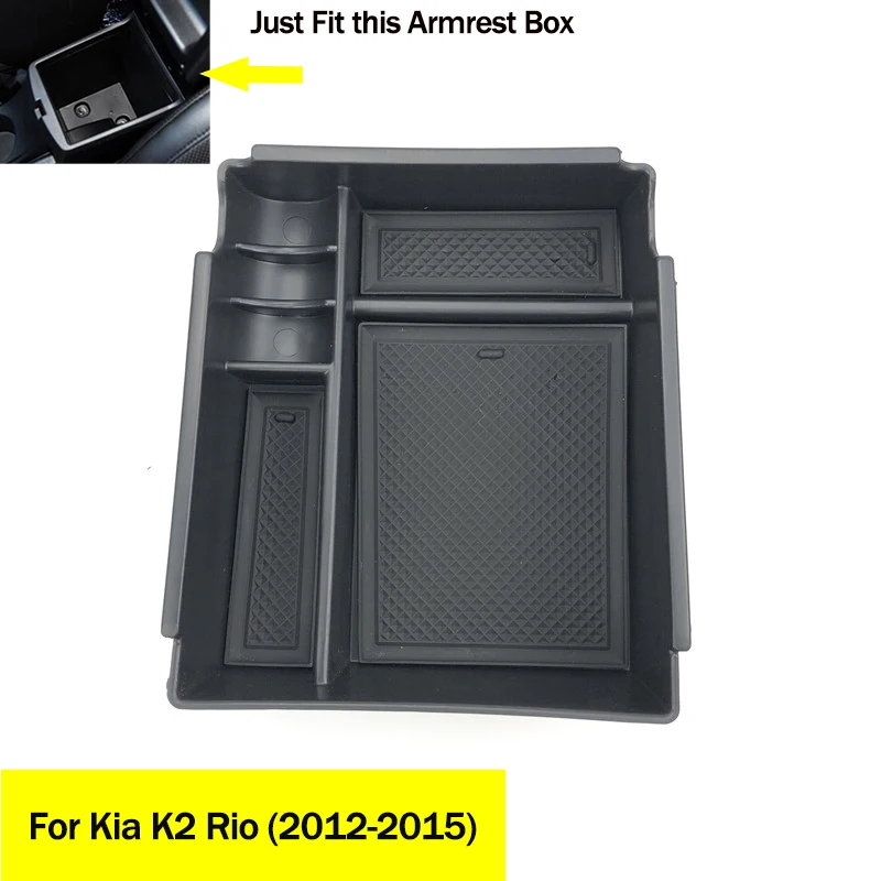 FOR K2 RIO Автомобильный Стайлинг, центральный подлокотник, коробка для хранения, чехол на поддон для Kia Rio K2 K3 K3S K4 K5 KX3 KX7 KX5 Sportage QL BORREGO Sorento Forte - Название цвета: FOR K2 RIO