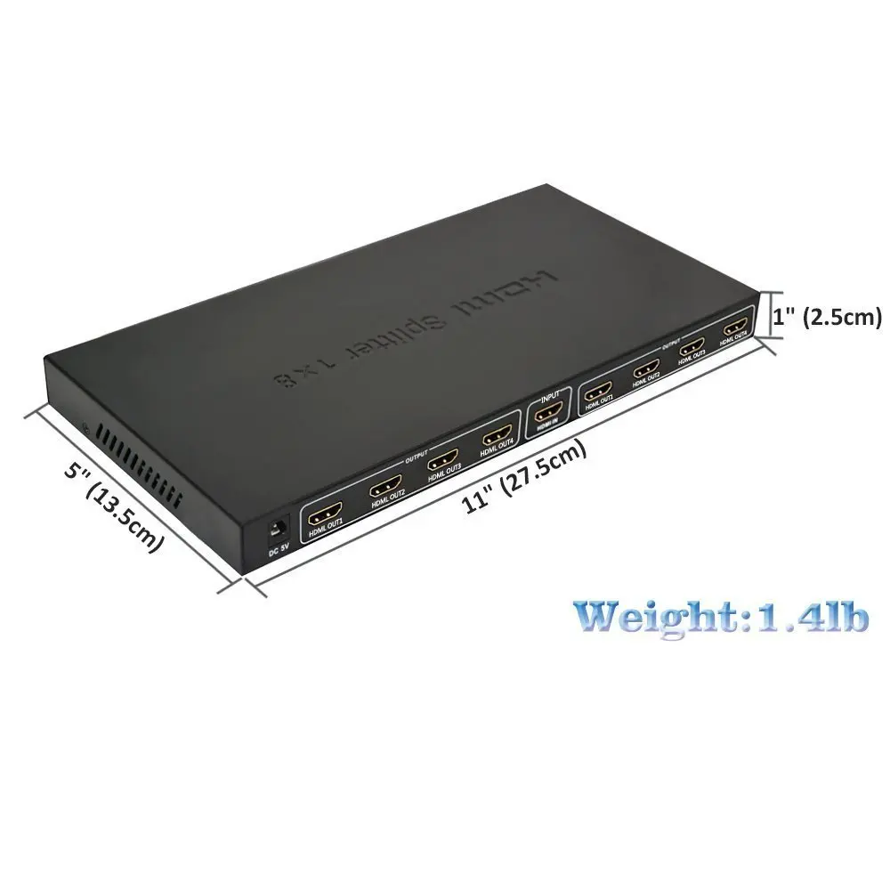 1x8 HDMI совместимый разветвитель One In Eight Out HD усилитель аудио видео Поддержка Full 3D