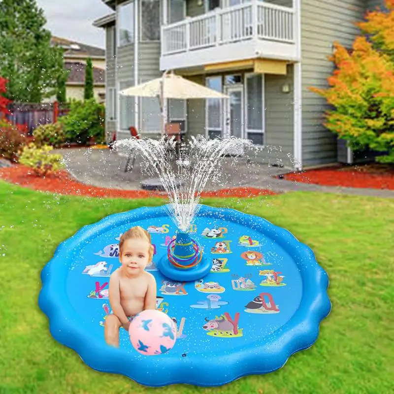 

Swimming Inflatable Splash Pad Outdoor Garden Sprinkler Pool Party PVC Summer Cute Cartoon Inflatable Floating Mat Water Sports