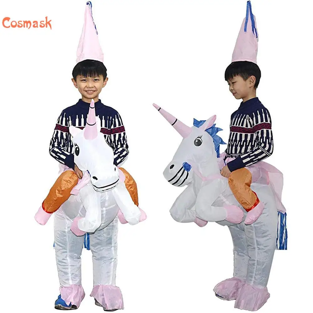 Cosmask надувной Волшебный Единорог Костюм всадника крупного плана платье костюмы
