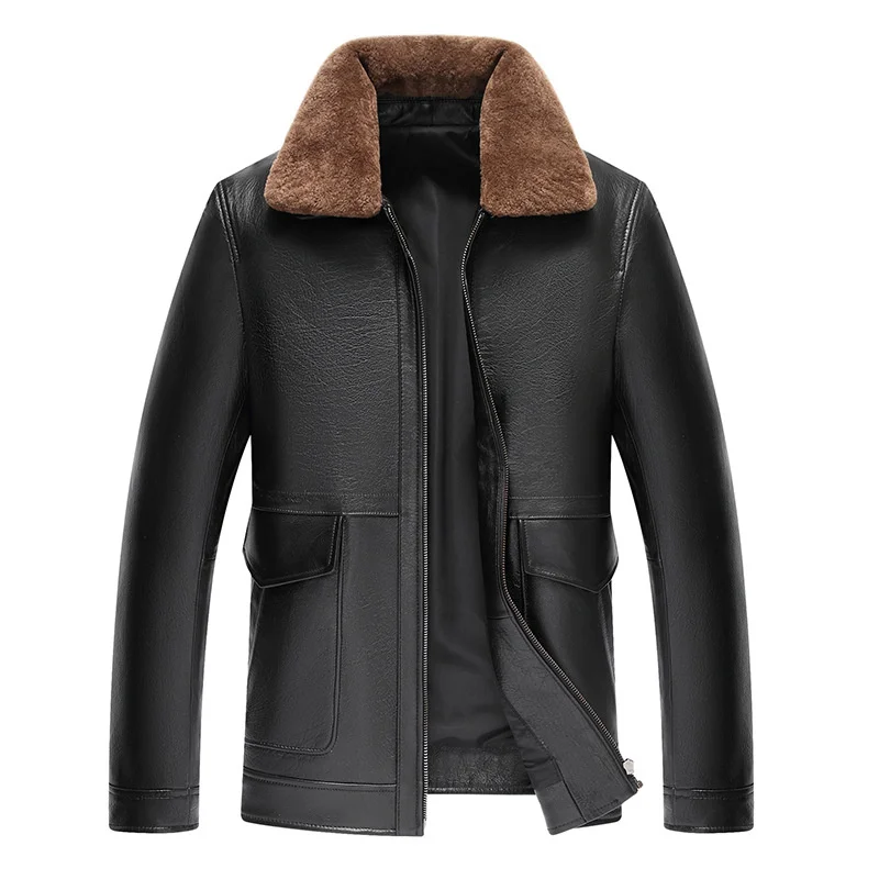 

Leather jacket Male biker, jacket for high-quality men with genuine leather collar, slim fit, new, 2022 New