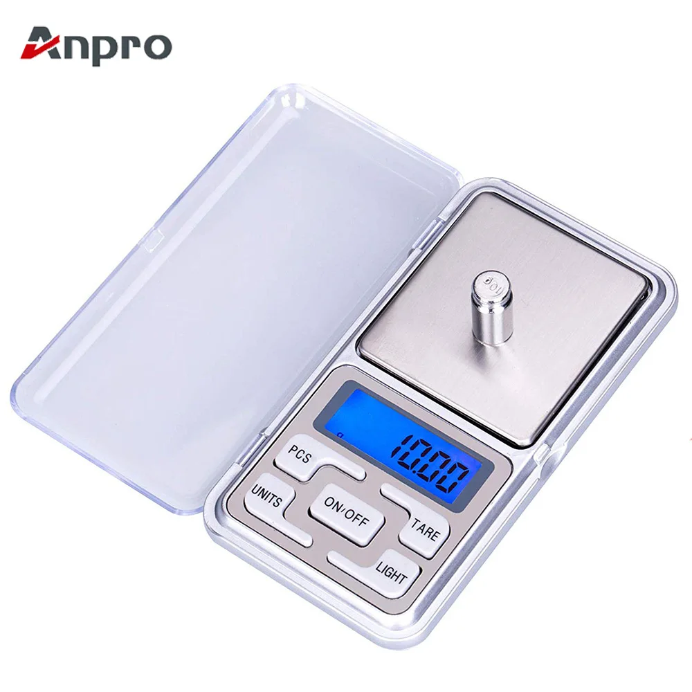 Anpro 100 г/200 г/300 г/500 г 0,01 г/0,1 г электронные цифровые кухонные весы с ЖК-дисплеем карманные точные весы для ювелирных изделий