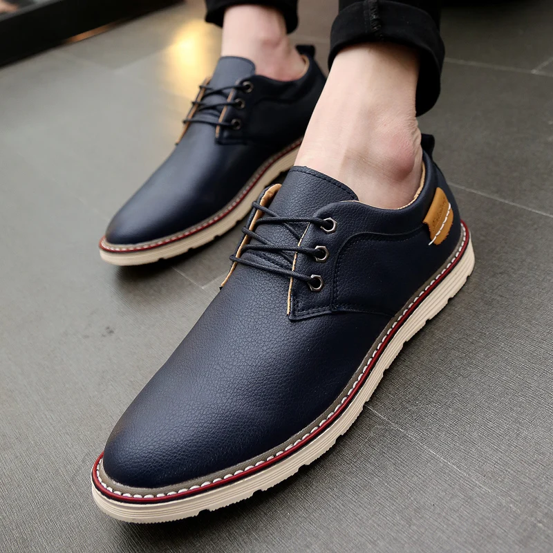 Мужская обувь Модная Повседневная дышащая из искусственной кожи со шнуровкой на