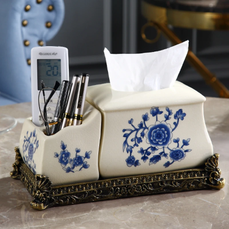 Винтажные Роскошные дворцовые керамические синие и белые фарфоровые украшения