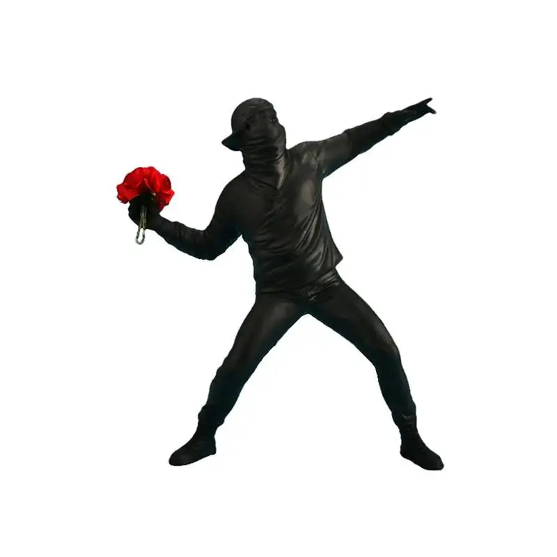 

18cm Flower Thrower Resin Statues Sculptures Home Decoration Accessories Flower Ornaments Figurine For Home Bedroom Bedside