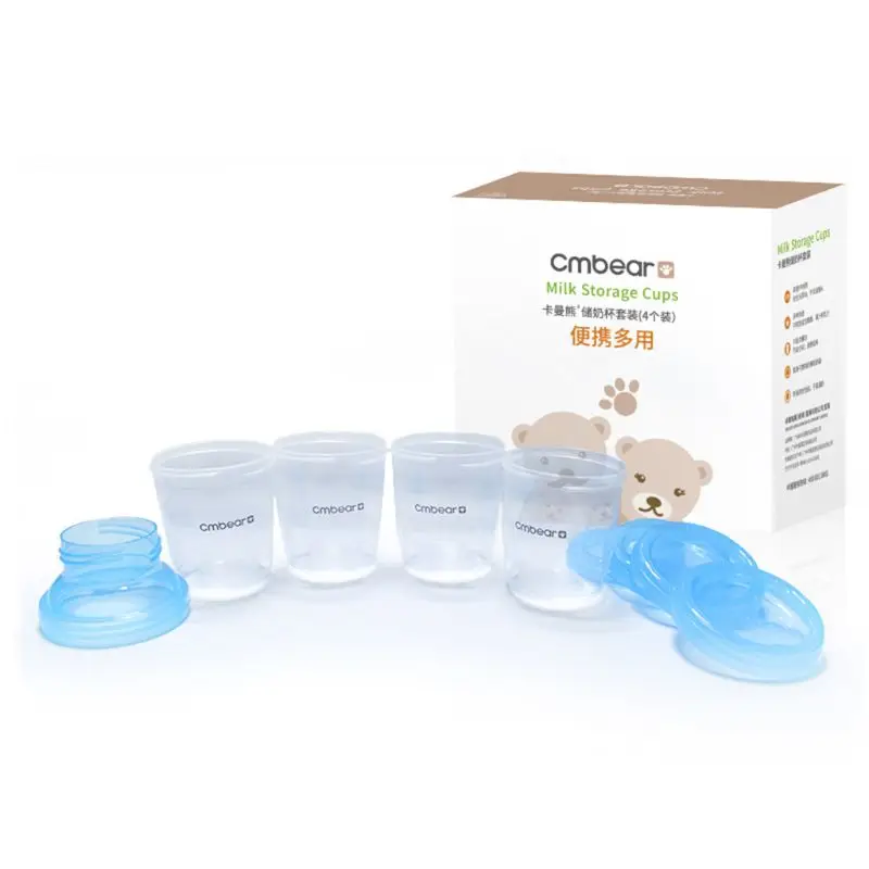 

4 Breast Milk Storage Bottle Set 180ml Newborn Breast Milk Storage Cups Wide Neck Food Freezer Fresh Cup