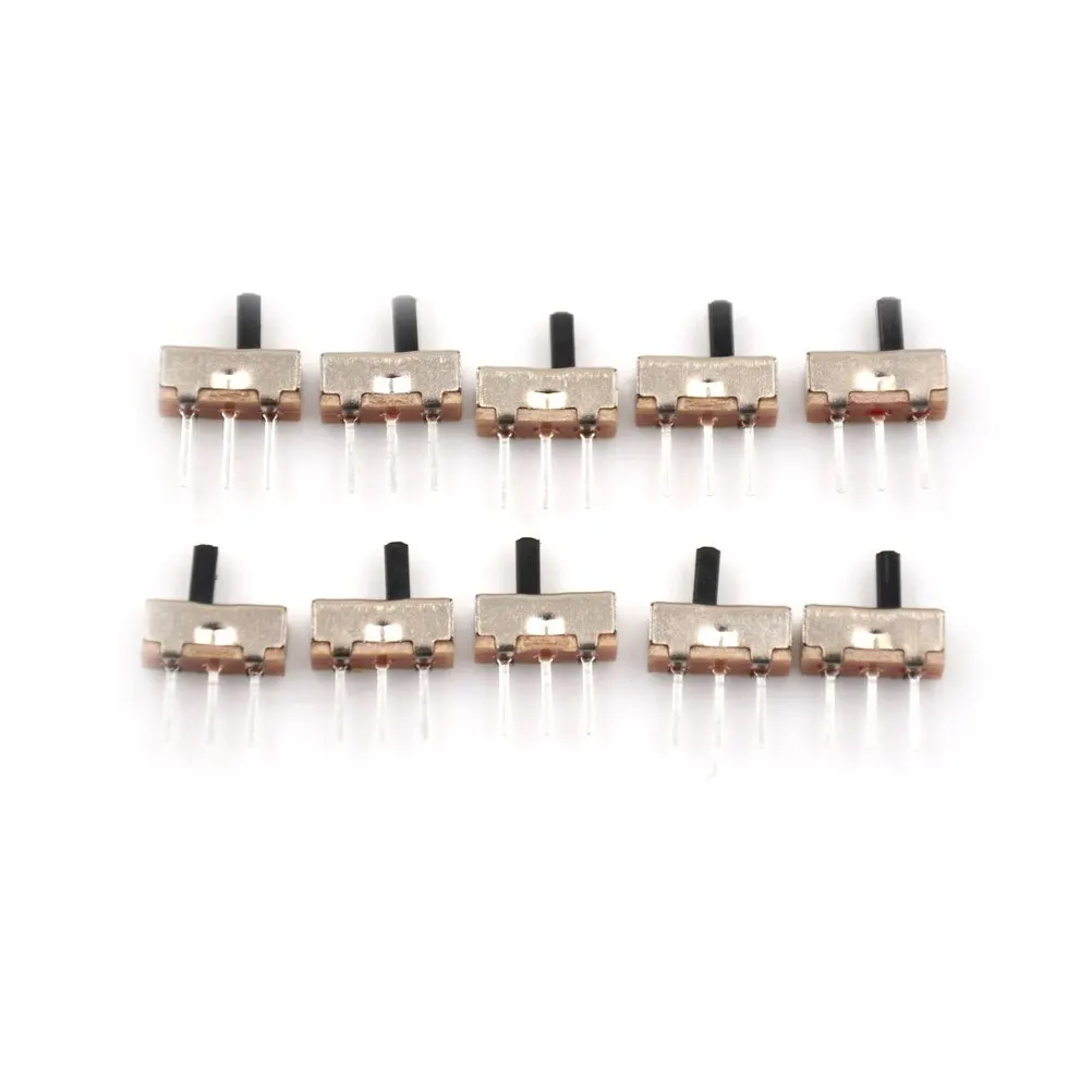 

10pcs Interruptor On-off Mini Slide Switch SS12D00 SS12D00G3 3pin 1P2T 2 Position Toggle Switch Handle Length:3MM