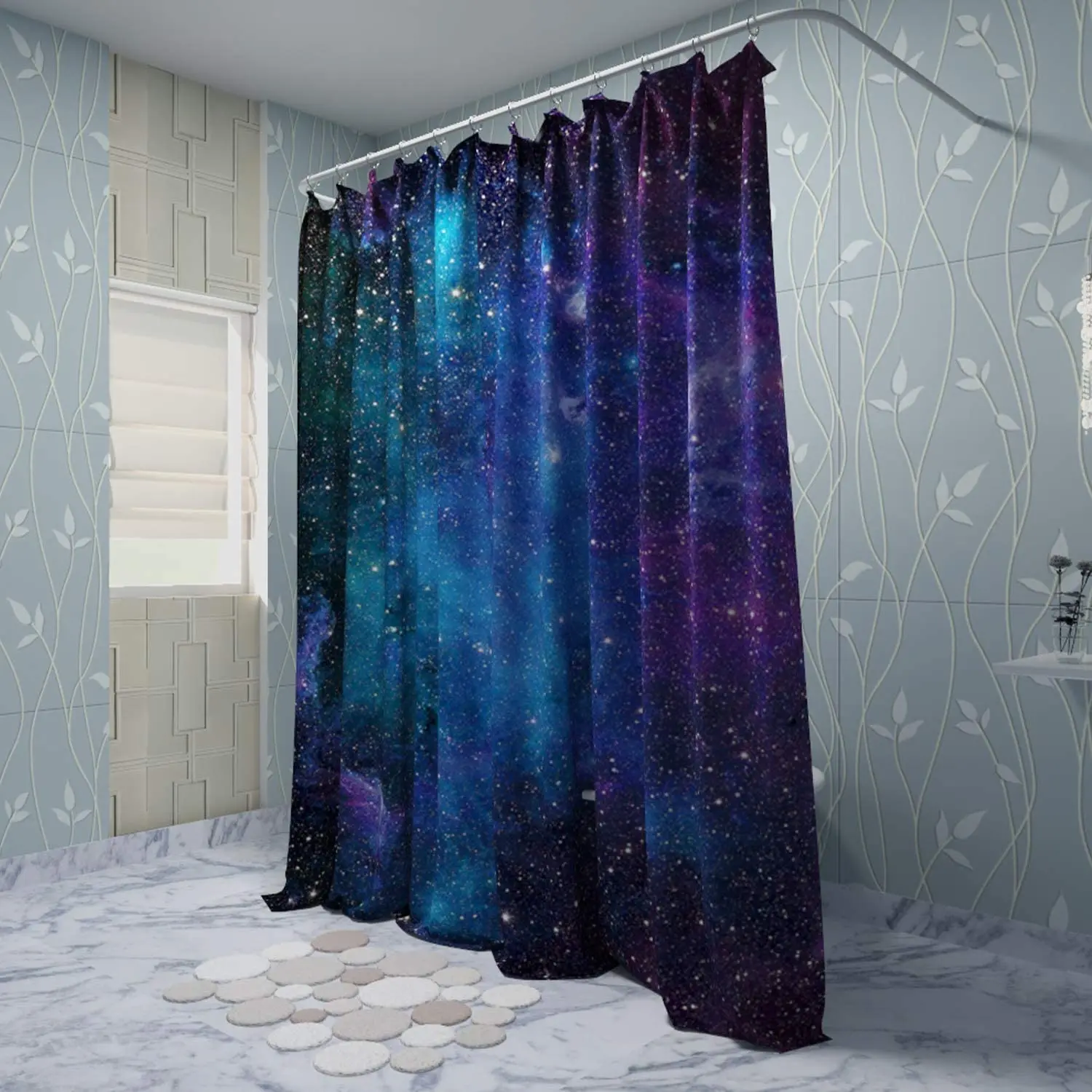 colorful galaxy space shower curtain psychedelic starry hang curtain bathroom decoration polyster fabric bathroom accessories free global shipping