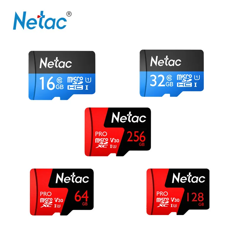 Карта памяти Netac P500 Pro 256 ГБ 128 64 Micro SD SDXC TF-карта U3 V30 до 100 МБ/с. 32 16 микро SDHC карта U1