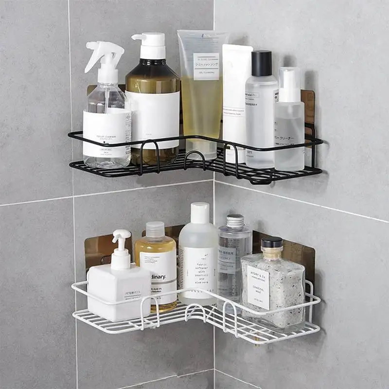 

2pcs Bathroom Kitchen Punch-free Corner Frame Bathroom Shelf Shower Storage Rack Holder Bathroom Shelves Shower Hanging Basket