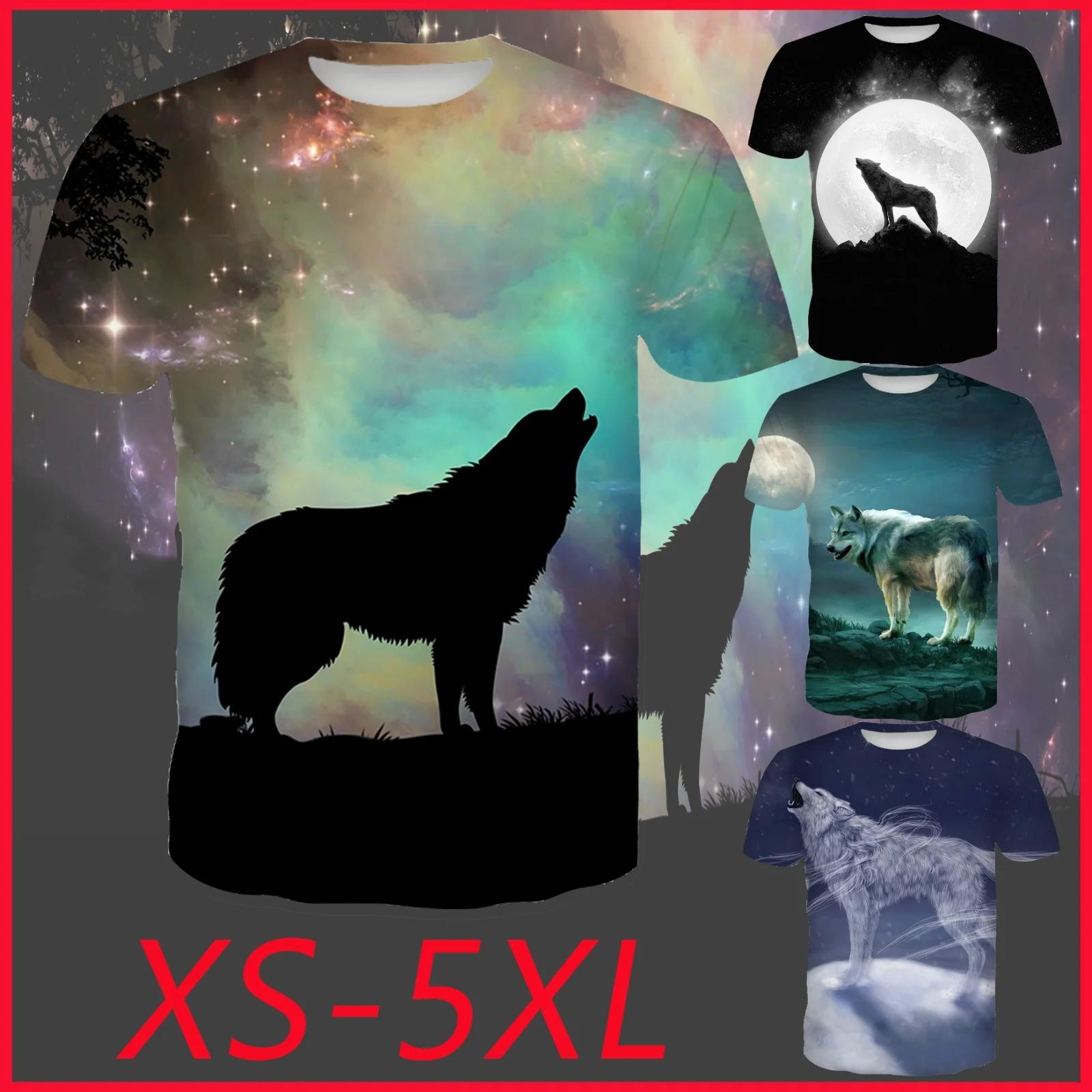 

Summer Tops Short Sleeves 3D Print Wolf Cool t shirt