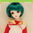 Парик для куклы BJD SD 13 14 16 18 из высокотемпературного волокна, аккуратная челка, волосы боб, первый тон, зеленый, искусственный парик