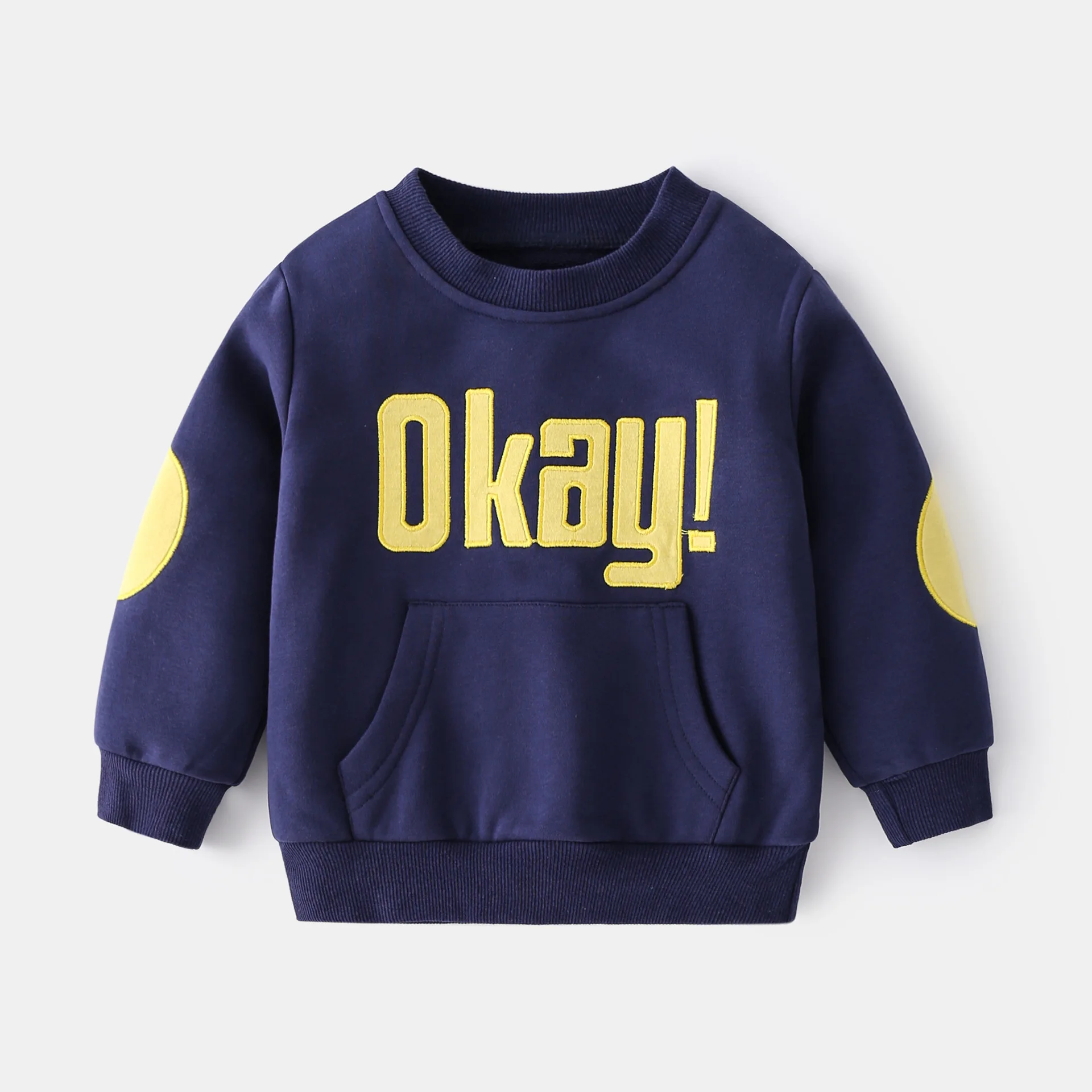 

PDD78 Fashion new leisure trend boys' pasted cloth sweater middle and small children's letter handsome Pullover round colla