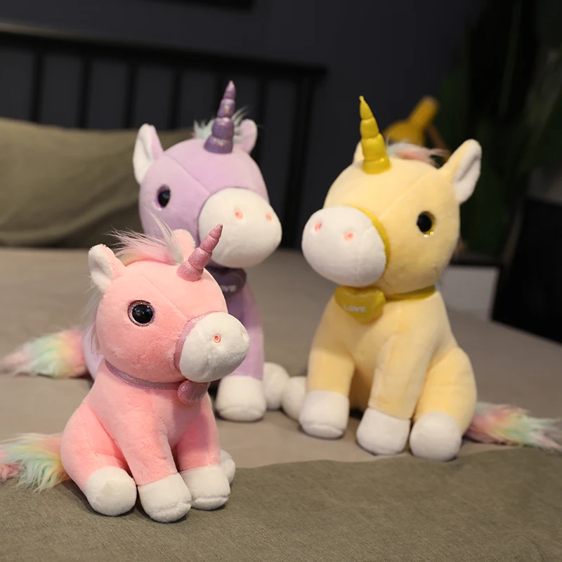 

1PC Cute Unicorn Doll Plush Toy Lying Down Sitting Pony Holding Heart Unicorn Peluches Pillow Baby Toys Home Decor Holiday Gift
