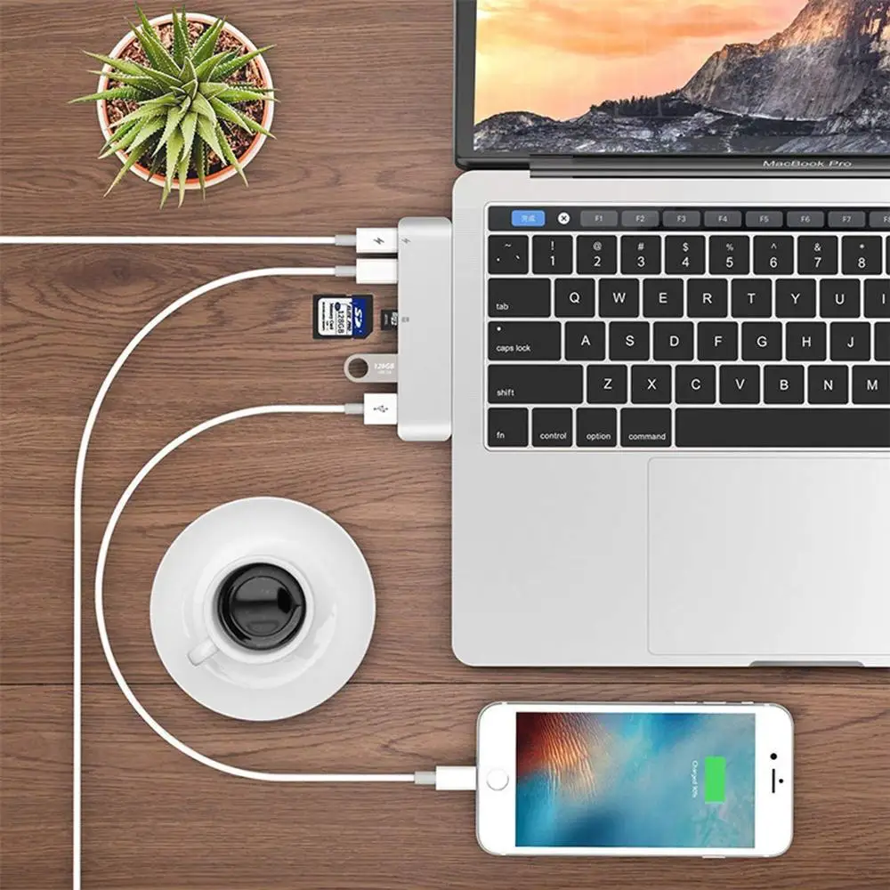 Type-C концентратор USB 3,1-HDMI адаптер 4K Thunderbolt 3 USB C концентратор с концентратором 3,0 TF sd-ридер слот PD для MacBook Pro/Air