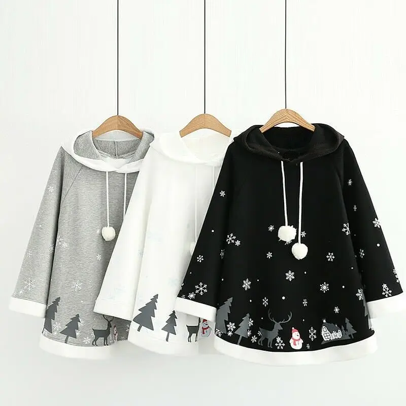 Для женщин и девочек Плащ Накидка Пальто-пончо из флиса с капюшоном толстовка