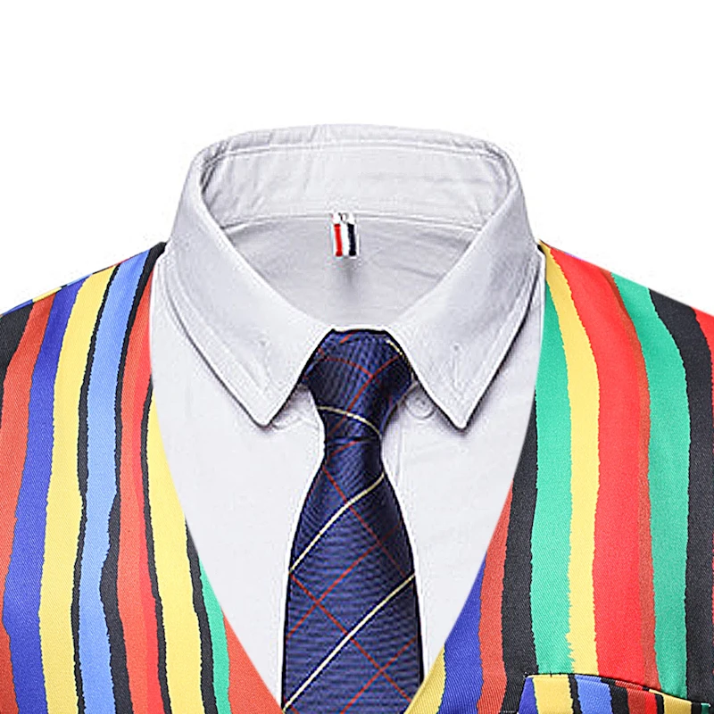 Мужской жилет в полоску мода 2019 повседневная с V образным вырезом однобортная