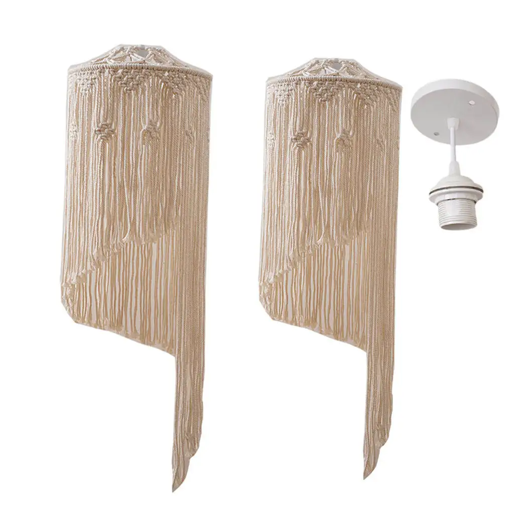 

Macrame Lampshade Hanging Pendant Light Cover Removable for Dorm Nursery Decoration