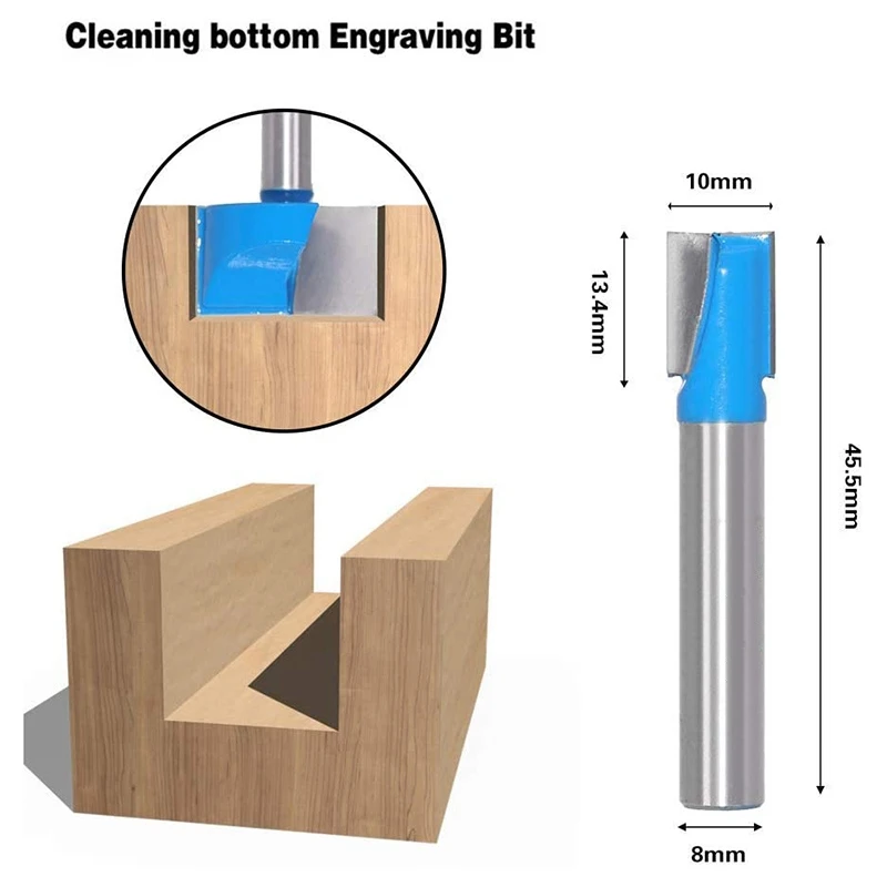 

8 mm Shank Lower Cleaning Cutter Set 5 Pieces Milling Cutter Shank Cutter Woodworking Tool 10/16/22/25/32 mm, Blue