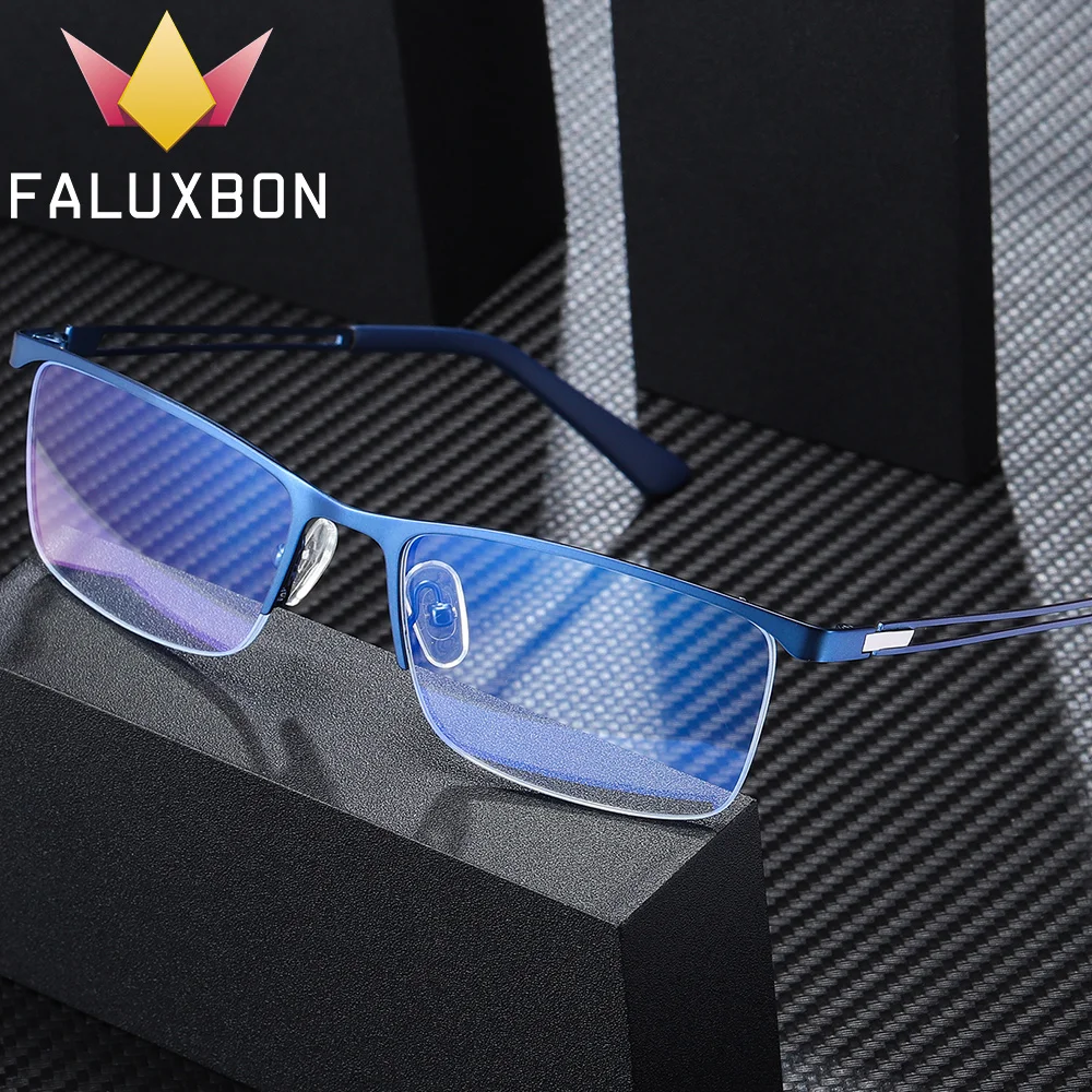 

Optical Prescription Glasses Men Anti Blue Light Progressive Eyeglasses Myopia Photochromic Degree Eyewear Semi Rimless Alloy