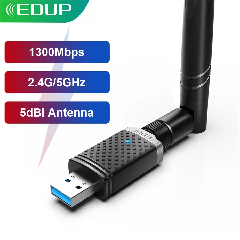 EDUP 1300Mbps USB WIFI Adapter Dual Band 5G/2.4Ghz RTL8812BU USB 3.0 AC Wi-Fi Dongle Network Card for PC Laptop Accessories network card