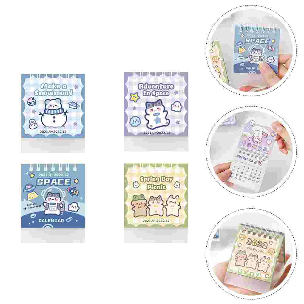 

4Pcs Practical Adorable Calendar 2022 New Year Calendar Chic Office Calendar