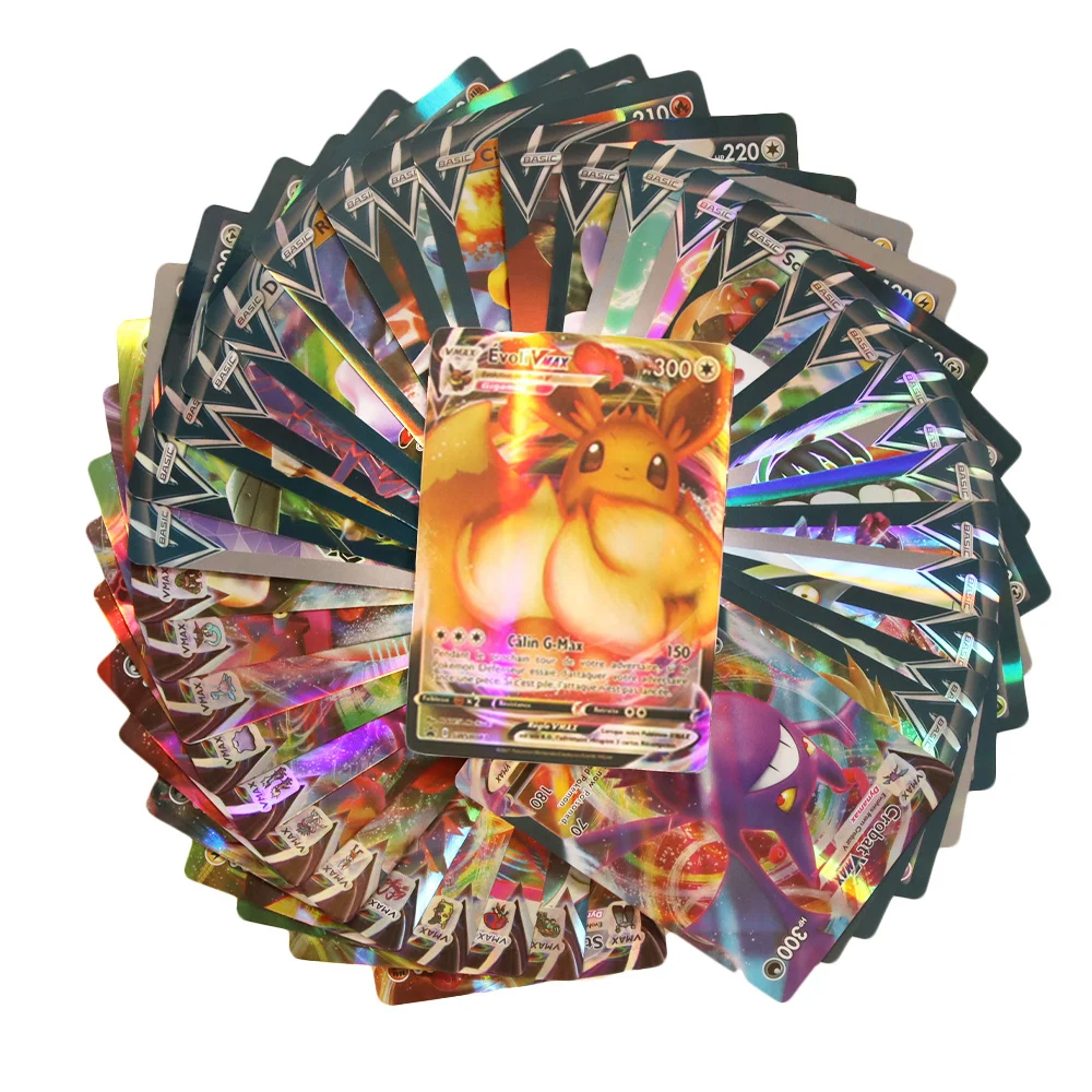 

Карты с французским покемоном, 60-300 шт., этикетка, команда GX V MAX VMAX, блестящая карточная игра, Боевая карточная коллекция, торговая детская игр...