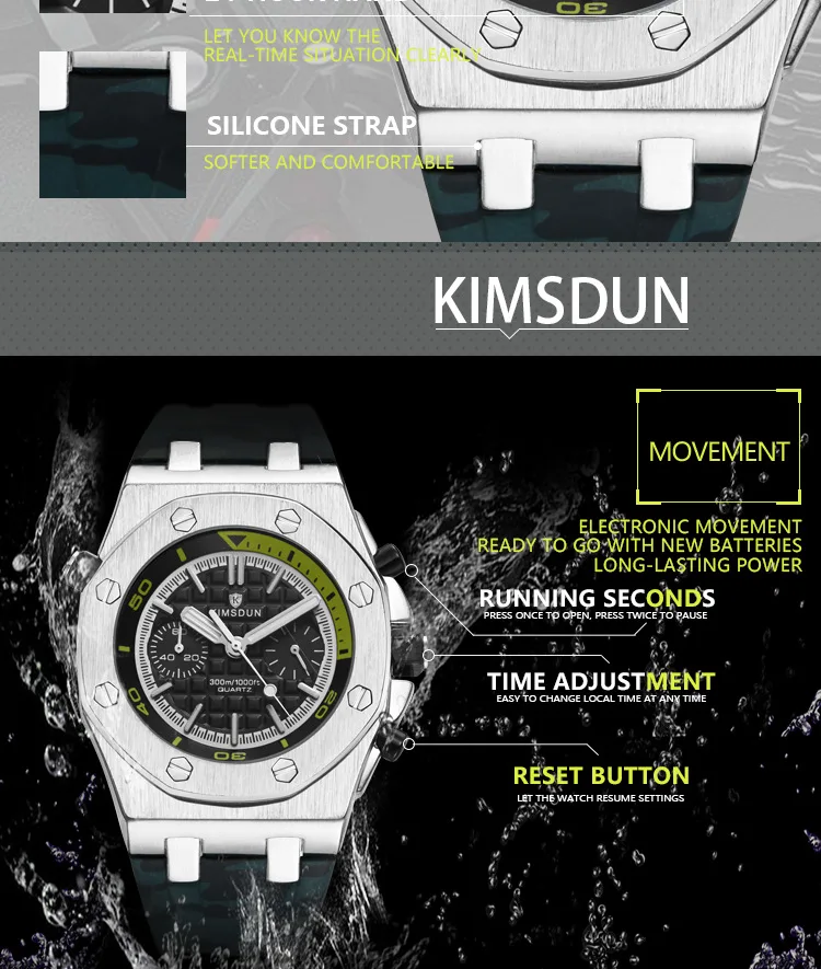Топ класса люкс Relogio мужские спортивные часы мужские модные с двумя глазами силиконовый Камуфляжный ремешок спортивные водонепроницаемые кварцевые часы