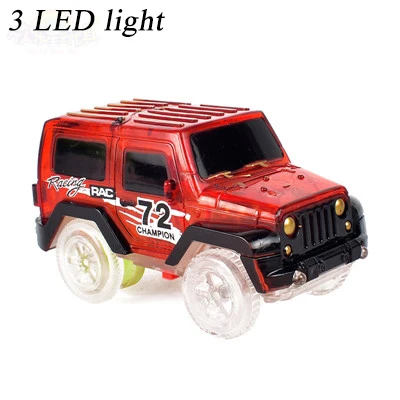 3 LED Red Светодиодный автомобиль с 5 мигающими огнями пластиковая гоночная электроника для детей гоночная светится трек DIY Головоломка американские горки Игрушки - Цвет: 3 LED Red