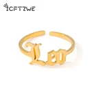 Кольца женские из нержавеющей стали, 12 созвездий кольца с буквами, регулируемые, золотые, со знаком зодиака, Ювелирное Украшение на день рождения