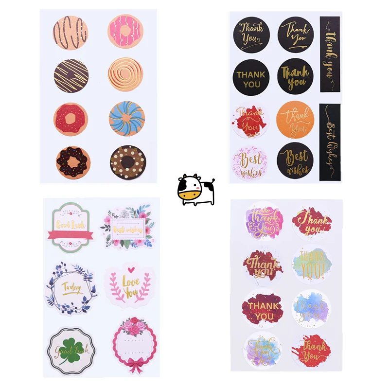 5 шт Круглые Винтаж Этикетка из крафт-бумаги Стикеры &quotСпасибо Happy Birthday&quot торт