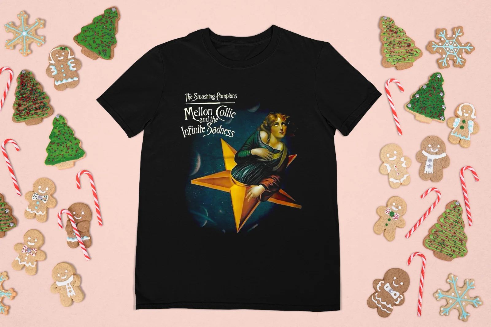 Черная Мужская футболка Smashing Pumpkins Mellon Collie Tour S 234XL SS066|Мужские футболки| |
