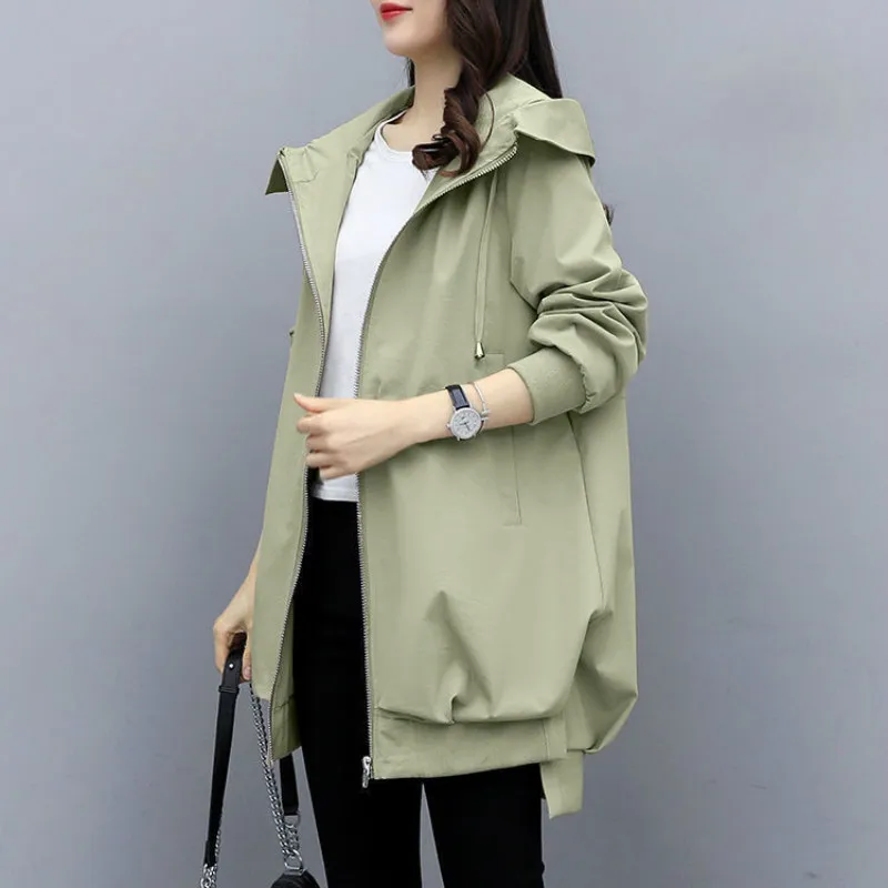 

Winter Women's Jacket Hooded Long Sleeve Female Oversize Loose Jackets Plus Size Solid Casual Windbreaker Ladies Outerwear M-5XL
