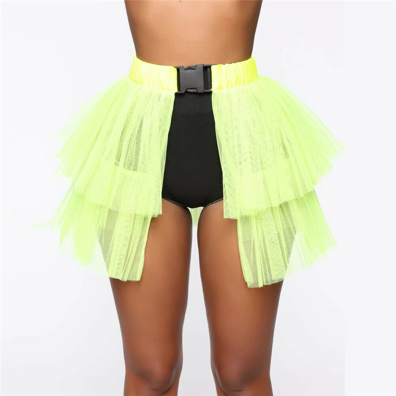 Green Short Новая модная женская эластичная юбка с высокой талией прозрачная сетчатая макси юбка женская сексуальная однотонная пляжная Клубная одежда для вечеринок Лето - Цвет: Green Short