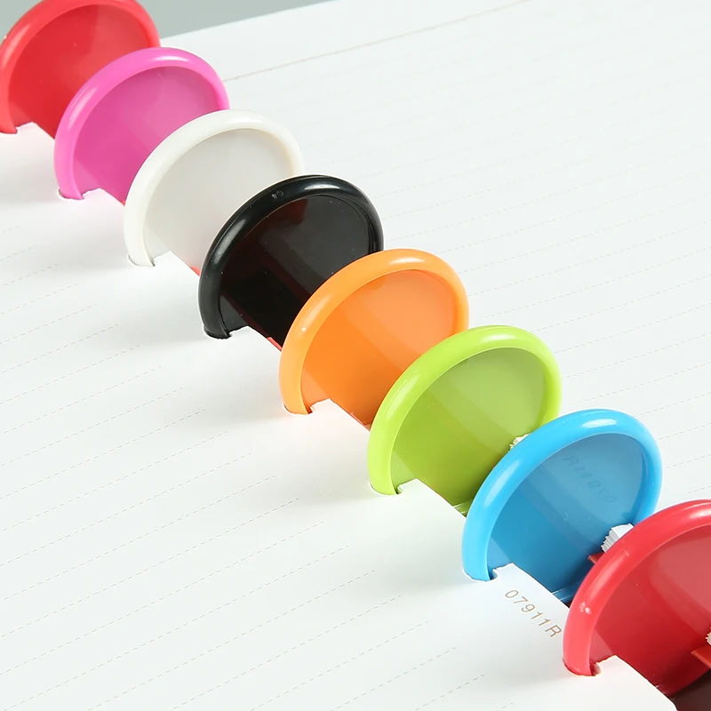 

35mm 24pcs Mushroom Hole Disc-bound Loose-leaf Binder Rings Solid Plastic Rings Binder DIY 360 Degree Foldable Office Supplies