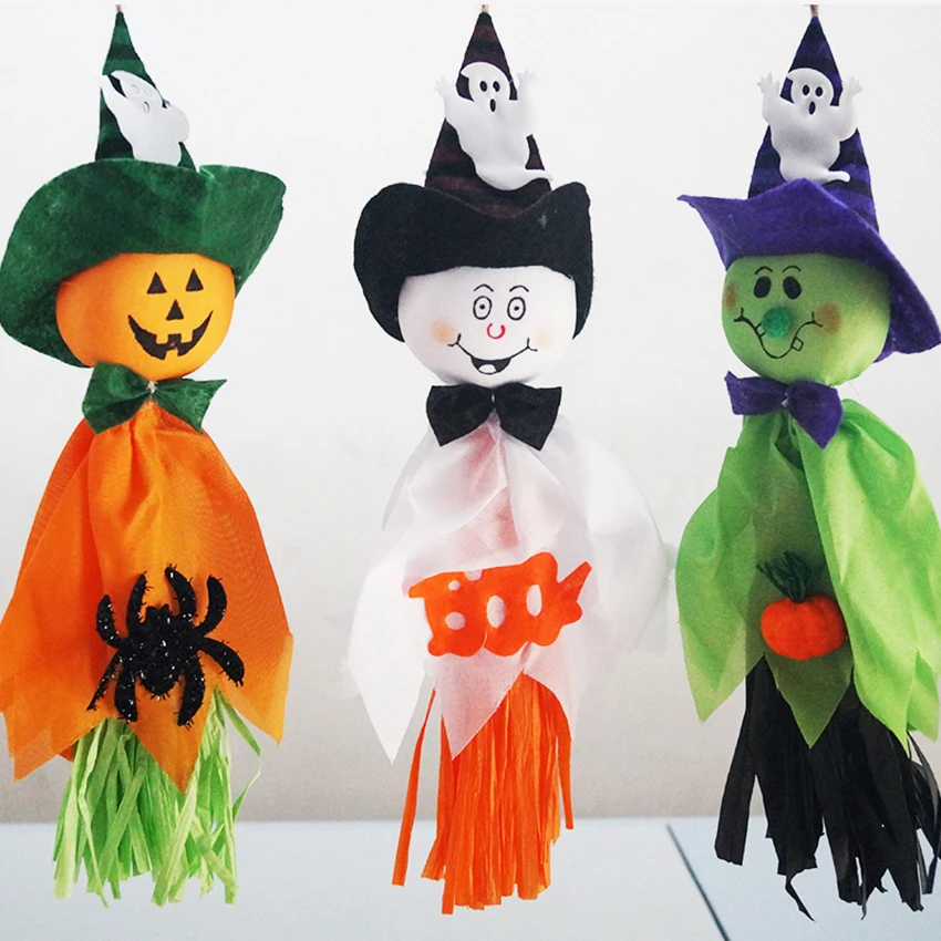

1PC Halloween Decoration Horror Pumpkin Ghost Kids Trick Hanging Garland Decoration Witches Pendant Props Ghost Hanging Garland